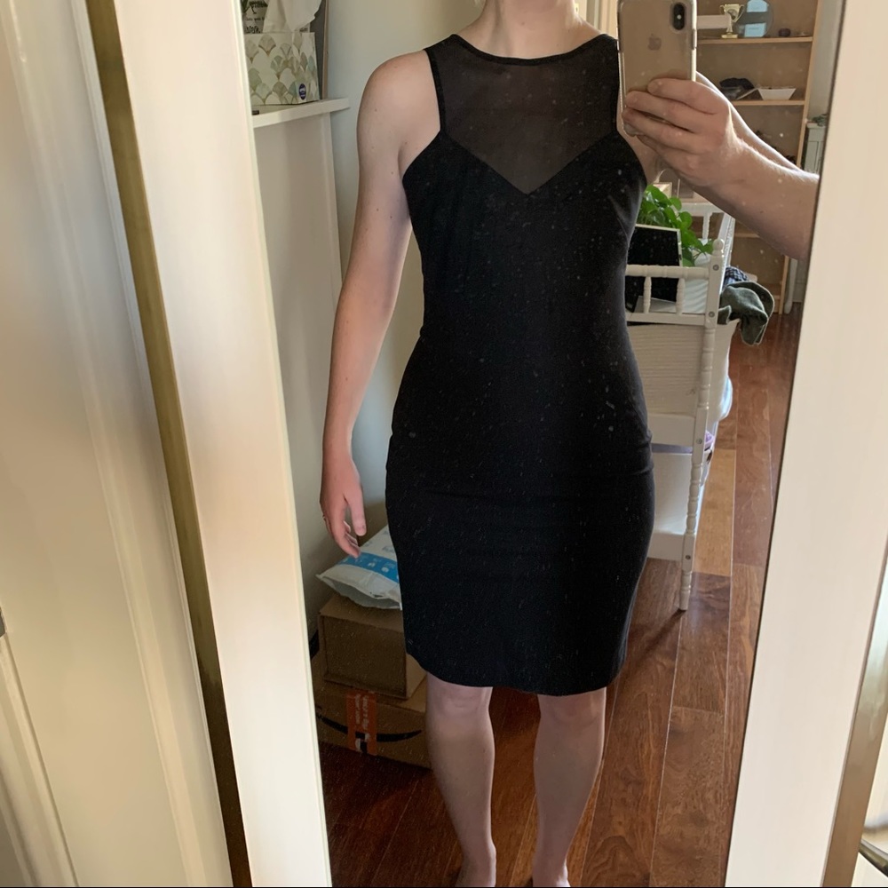 Black Banana Republic sheath with mesh yoke v neck NWT